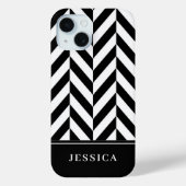 Eleganter schwarz-weißer Streifen Case-Mate iPhone Hülle (Rückseite)