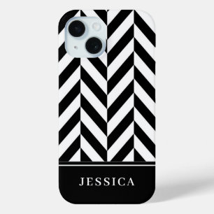 Eleganter schwarz-weißer Streifen Case-Mate iPhone Hülle