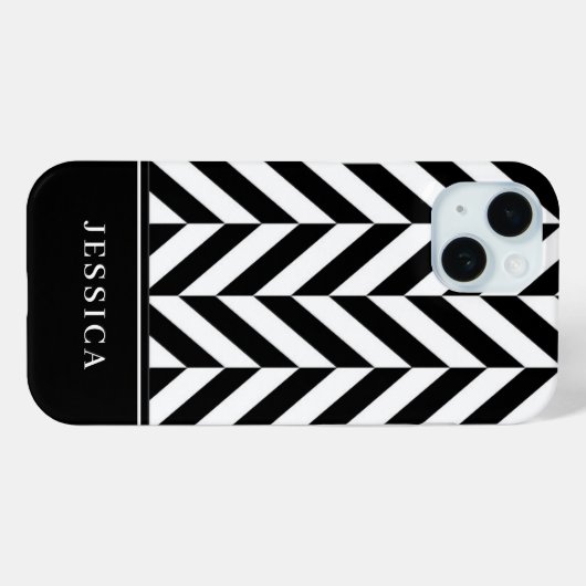 Eleganter schwarz-weißer Streifen Case-Mate iPhone Hülle (Rückseite (Horizontal))