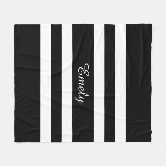 Eleganter Schwarz-weißer Streifenmuster Fleecedecke (Vorderseite (Horizontal))