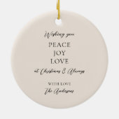 Eleganter schwarzbeiger Elfenbein Weihnachtsschmuc Keramik Ornament (Hinten)