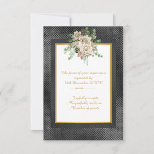 ELEGANTER SCHWARZEMBOSSEKTER LAYER FLORAL CUSTOM U RSVP KARTE