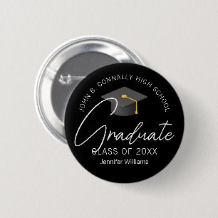 Eleganter schwarzer Absolvent personalisierter Abs Button