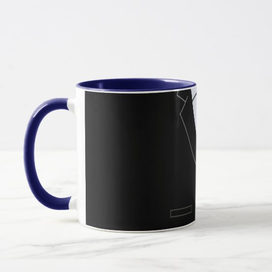 Eleganter schwarzer Anzug u. blaue Hals-Krawatte - Tasse (Links)