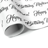 Eleganter, schwarzer, benutzerdefinierter Skriptna Geschenkpapier (Rolleneckpunkt)