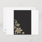 Eleganter Schwarzer Blindladen mit goldenen Blume Einladungspostkarte (Vorne/Hinten)