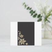Eleganter Schwarzer Blindladen mit goldenen Blume Einladungspostkarte (Stehend Vorderseite)