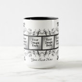 Eleganter Schwarzer Blüh 6-Foto-Rahmen Tasse (Zentrum)