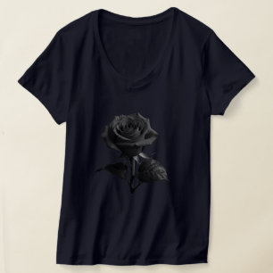Eleganter Schwarzer Blume T - Shirt