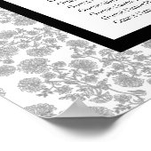 Eleganter schwarzer Blumen-Toile-Sitzplan Poster (Ecke)