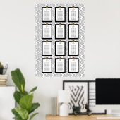 Eleganter schwarzer Blumen-Toile-Sitzplan Poster (Heimbüro)