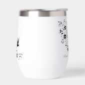 Eleganter schwarzer Blumen-Vogel mit personalisier (Links)