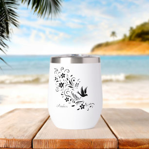 Eleganter schwarzer Blumen-Vogel mit personalisier