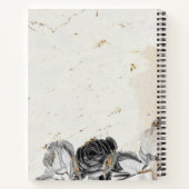 Eleganter schwarzer, blumengeschmückter Marmor Notizblock (Rückseite)