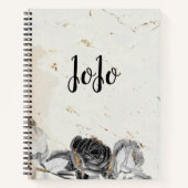 Eleganter schwarzer, blumengeschmückter Marmor Notizblock (Vorderseite)