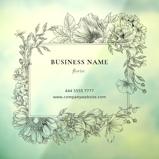 Eleganter Schwarzer Blumenrahmen Florist Transpare Fensteraufkleber (Blatt 3)