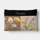 Eleganter Schwarzer Blütenfrühling beige braun Tre Zubehörtasche (Vorderseite)