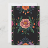 Eleganter schwarzer Boho-Chic-Vintage-Blumen- Einladung (Rückseite)