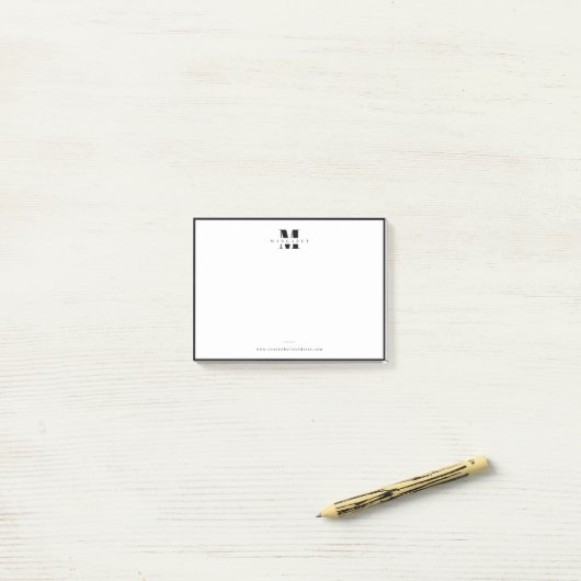 Eleganter schwarzer Border, fett einfacher Monogra Post-it Klebezettel (Auf Schreibtisch)
