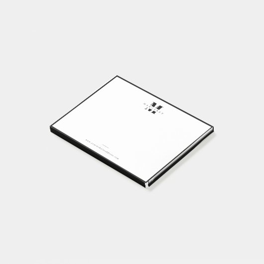 Eleganter schwarzer Border, fett einfacher Monogra Post-it Klebezettel (angewinkelt)