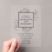 Eleganter Schwarzer Botanischer Rahmen Hochzeit Acryleinladungen (Insitu (Handheld))