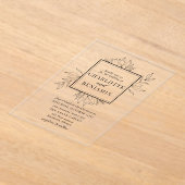 Eleganter Schwarzer Botanischer Rahmen Hochzeit Acryleinladungen (Ablage )