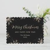 Eleganter schwarzer botanischer Weihnachtsgruß mit Feiertagskarte (Stehend Vorderseite)
