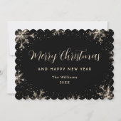 Eleganter schwarzer botanischer Weihnachtsgruß mit Feiertagskarte (Vorderseite)