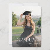 Eleganter schwarzer Bow Abschlusfoto Abitur Ankündigung (Rückseite)