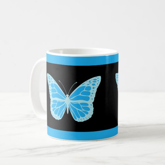 Eleganter schwarzer Butterfly-Hintergrund Kaffeetasse (Vorderseite Links)