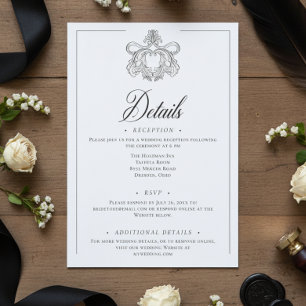 Eleganter schwarzer Chinoiserie-Vogelkamm-Hochzeit Begleitkarte