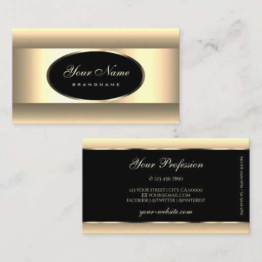 Eleganter schwarzer Cream Ombre Light Gold Decorra Visitenkarte (Vorne/Hinten)