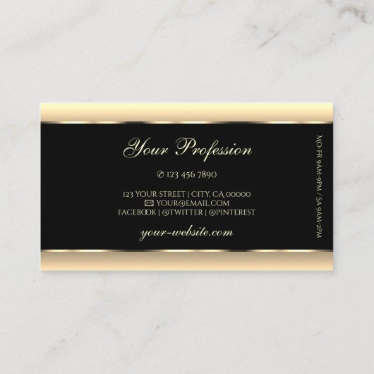 Eleganter schwarzer Cream Ombre Light Gold Decorra Visitenkarte (Rückseite)