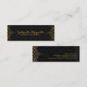 Eleganter schwarzer Damaskus und goldener, florale Mini Visitenkarte (Vorne/Hinten)