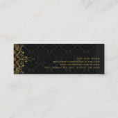 Eleganter schwarzer Damaskus und goldener, florale Mini Visitenkarte (Rückseite)