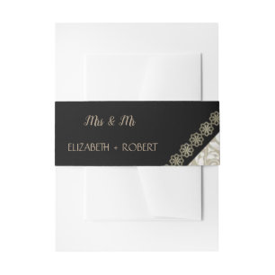 Eleganter schwarzer Damast Einladungsbanderole