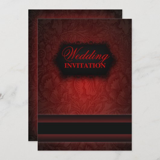 Eleganter schwarzer Damast Formal Hochzeit Einladu Einladung (Vorne/Hinten)