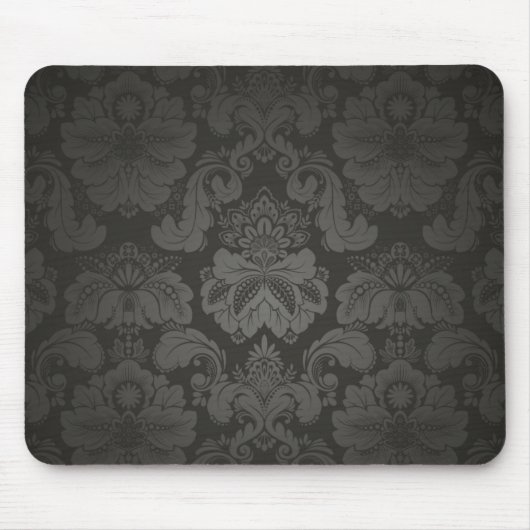 Eleganter schwarzer Damast Mousepad (Vorne)