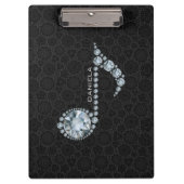 Eleganter schwarzer Damast und Diamantnoten Klemmbrett (Vorderseite)
