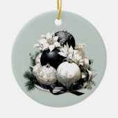 Eleganter schwarzer Elfenbeinwald Weihnachtsschmuc Keramik Ornament (Vorne)