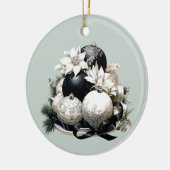 Eleganter schwarzer Elfenbeinwald Weihnachtsschmuc Keramik Ornament (Links)