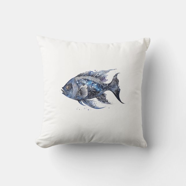 Eleganter schwarzer Fisch Klein Kissen (Vorderseite)