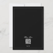 Eleganter schwarzer Fliege Monogramm QR-Code Hochz Einladung (Rückseite)