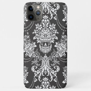 Eleganter Schwarzer Floral Damast Case-Mate iPhone Hülle