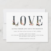 Eleganter Schwarzer Floral Text | Hochzeit von Lie Einladung (Vorderseite)