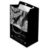 Eleganter Schwarzer Foil & Silberner Glitzer Agate Mittlere Geschenktüte (Vorderseite Schrägansicht)