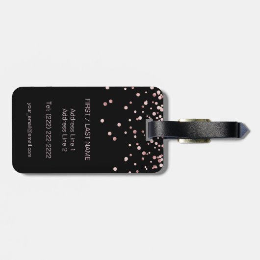 Eleganter schwarzer gepäckanhänger (Rückseite horizontal)