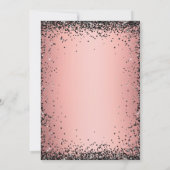 Eleganter schwarzer Glitter Metallic Rosa 101. Geb Einladung (Rückseite)