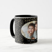 Eleganter Schwarzer Glitzer Dots Foto Weihnachten Tasse (Vorderseite Links)