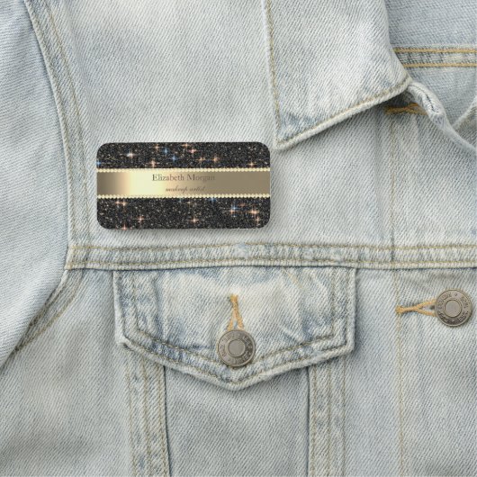 Eleganter Schwarzer Glitzer Namensschild (Beispiel)